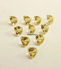 5MM, 6MM, 7MM, 8MM, 9MM, 10MM Natural Lemon Quartz Faceted Trillion Cut Gemstone, AAA Lemon Quartz Trillion cut For Jewelry Making