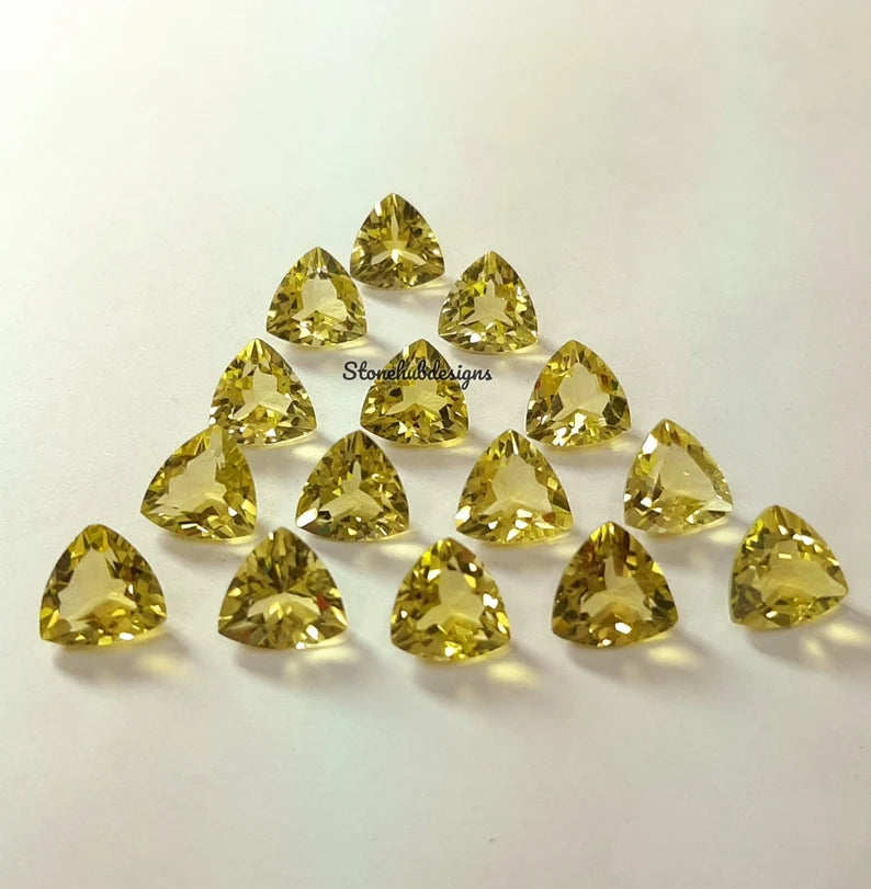 5MM, 6MM, 7MM, 8MM, 9MM, 10MM Natural Lemon Quartz Faceted Trillion Cut Gemstone, AAA Lemon Quartz Trillion cut For Jewelry Making