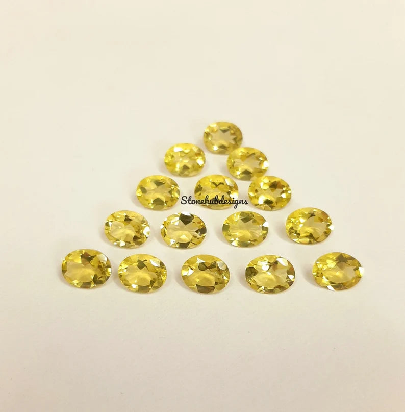 Natural Lemon Quartz Faceted Oval Cut Gemstone, AAA Yellow Lemon Quartz Faceted Oval Cut Gemstone For Jewelry