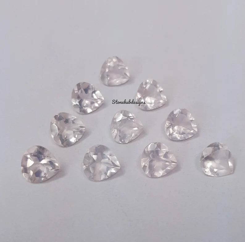 5MM, 6MM, 7MM, 8MM, 9MM, 10MM Natural Rose Quartz Faceted Heart Shape Cut Gemstone, AAA Rose Quartz Heart cut For Jewelry Making