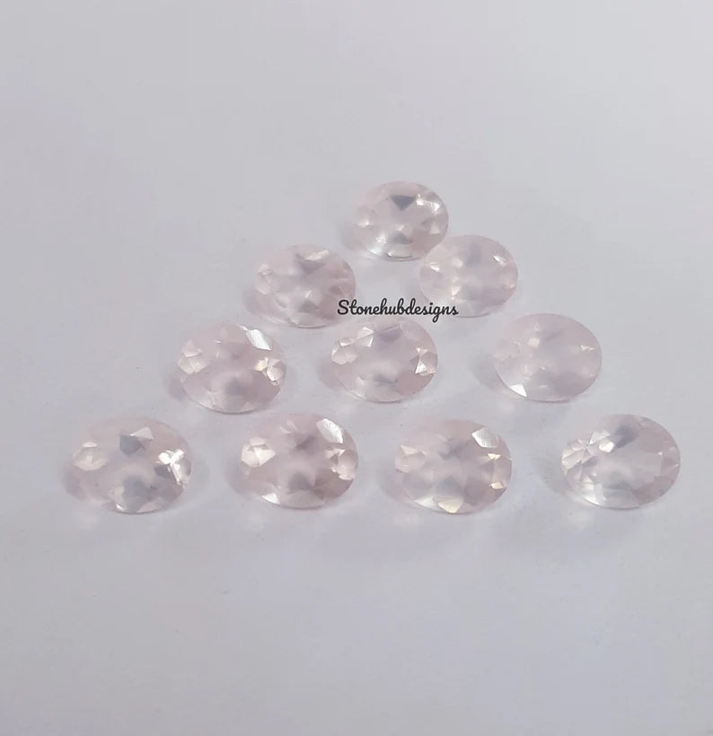 Natural Rose Quartz Faceted Oval Cut Gemstone, AAA Pink Rose Quartz Faceted Oval Cut Gemstone For Jewelry