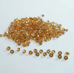 1.75MM, 2MM, 2.50MM Natural Citrine Faceted Round Loose Cut Gemstone, AAA Yellow Citrine Faceted Loose Round Cut Stone Lot for Jewelry