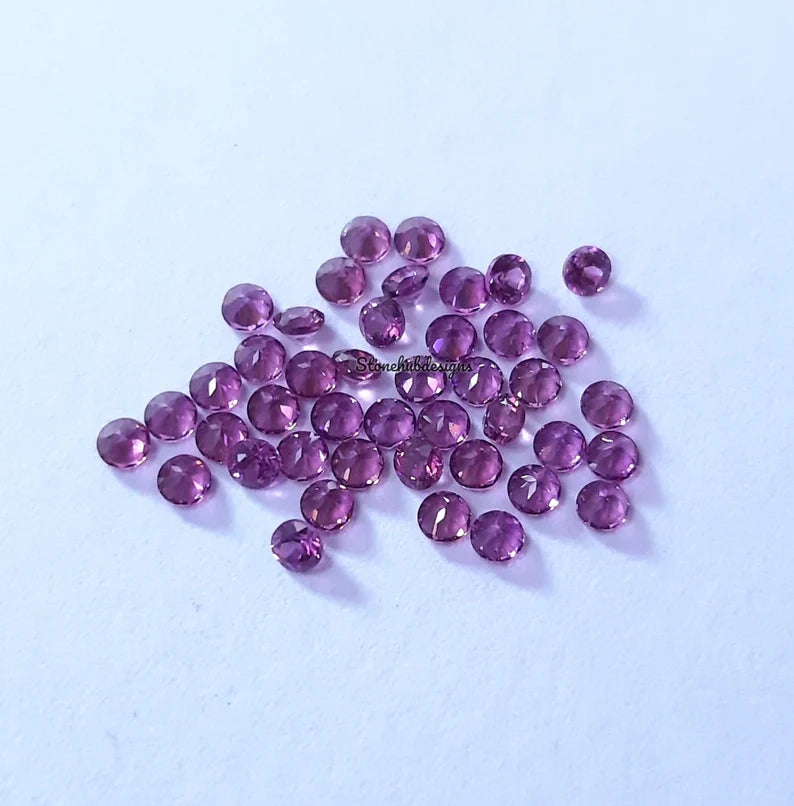 2MM, 2.50MM Natural Rhodolite Garnet Faceted Round cut Gemstone, AAA Pink Garnet faceted Loose Calibrated Round Cut Stone for jewelry