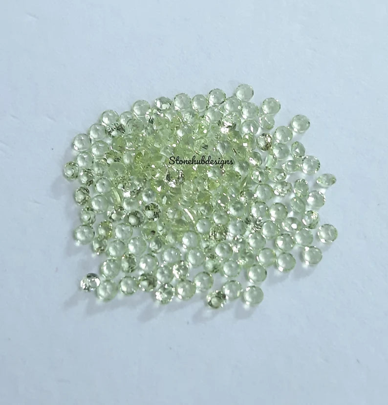 1MM, 1.50MM Natural Peridot Faceted Round cut Gemstone, AAA Green Peridot Round cut faceted Calibrated Size loose Gemstone for jewelry