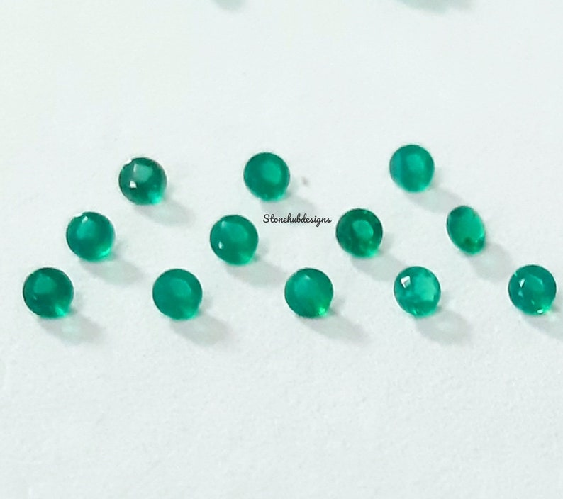 1MM, 1.25MM, 1.50MM, 1.75M, 2MM Natural Green Onyx Faceted Round Cut gemstone, AAA Green Onyx Faceted Loose Calibrated Round Cut For Jewelry