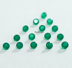2MM, 2.25MM, 2.5MM, 2.75MM Natural GREEN ONYX Faceted Round Cut gemstone, AAA Green Onyx Round Tiny Loose Cut Stone For Jewelry