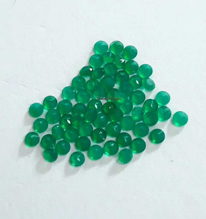 5 pieces 2MM, 2.5MM Natural GREEN ONYX Faceted Round Cut gemstone, AAA Green Onyx Round Tiny Loose Calibrated Cut Stone For Jewelry Making
