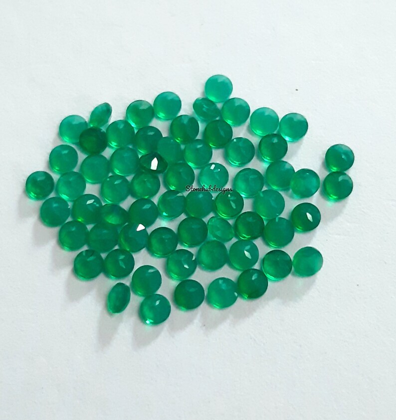 2MM, 2.25MM, 2.5MM, 2.75MM Natural GREEN ONYX Faceted Round Cut gemstone, AAA Green Onyx Round Tiny Loose Cut Stone For Jewelry