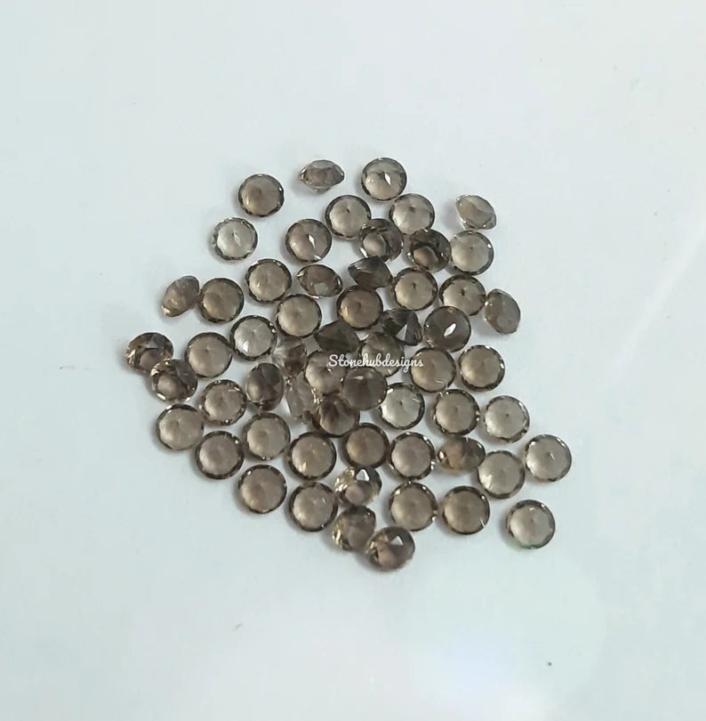 2MM, 2.50MM Natural Smoky Quartz Faceted Round Cut Gemstone, AAA Smoky Quartz Tiny Round cut For Jewelry Making