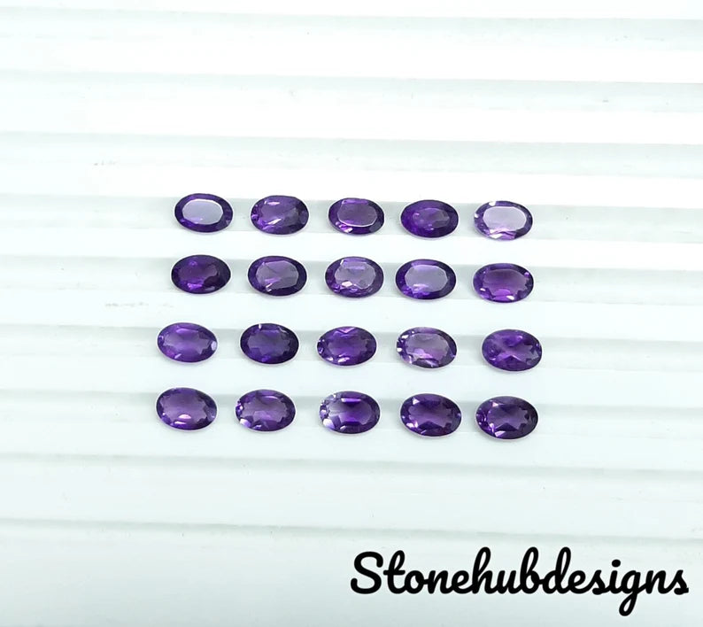 6X8MM, 7X9MM, 8X10MM, 9X11MM Natural Amethyst faceted Oval Cut Gemstone, AAA Purple Amethyst Faceted Oval Cut Calibrated Stone For Jewelry