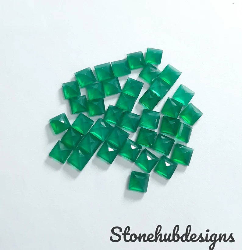 2x2MM, 2.5x2.5MM Natural Green Onyx Faceted Square Cut Gemstone, AAA Green Onyx faceted Square loose Calibrated Cut Gemstone for jewelry