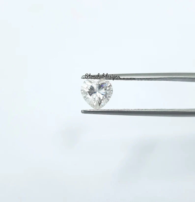 Moissanite Faceted Heart Cut Gemstone, AAA D Color White Moissanite Faceted Heart Shape Cut Gemstone For Jewelry