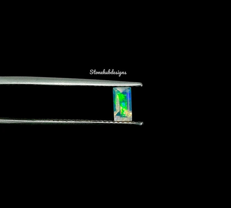 2x4MM, 2.5x5MM, 3x6MM Natural Ethiopian Opal Faceted Baguette Cut Gemstone, AAA Ethiopian Opal Baguette Faceted Loose Gemstone for Jewelry