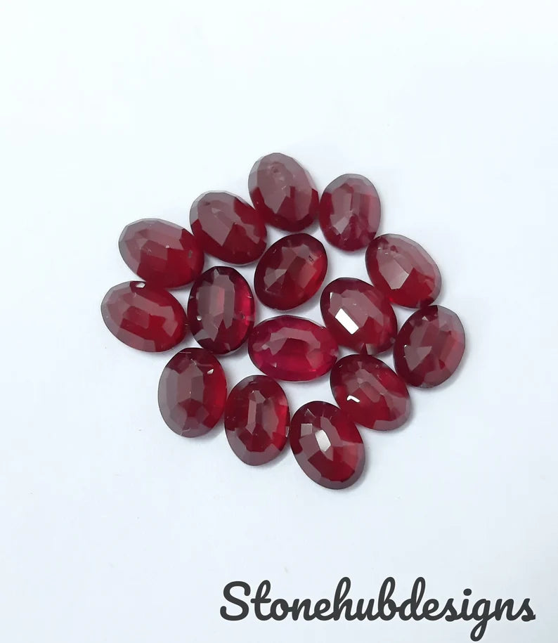 RUBY Faceted Oval Cut Loose Gemstone , AAA Quality Glass Field Red Ruby Faceted Oval Cut stone For Jewelry Making