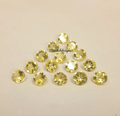 3MM, 4MM, 5MM, 6MM, 7MM, 8MM Natural Lemon Quartz Faceted Round Cut Stone, AAA Lemon Quartz Round Cut Loose Gemstone For Jewelry