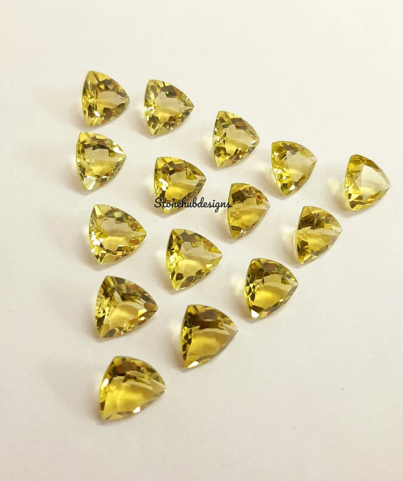 5MM, 6MM, 7MM, 8MM, 9MM, 10MM Natural Lemon Quartz Faceted Trillion Cut Gemstone, AAA Lemon Quartz Trillion cut For Jewelry Making