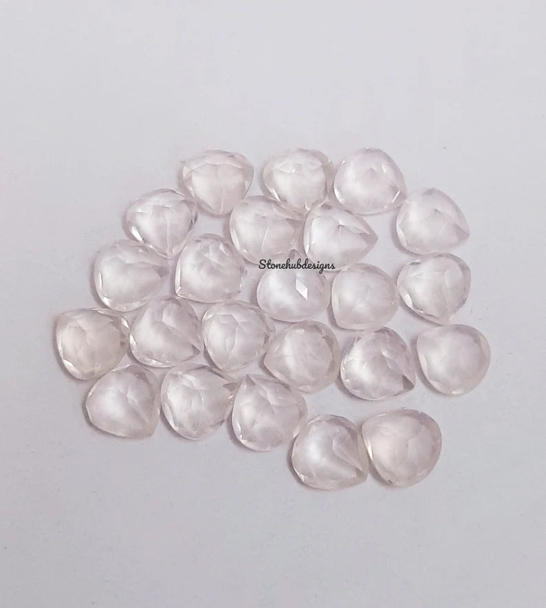 5MM, 6MM, 7MM, 8MM, 9MM, 10MM Natural Rose Quartz Faceted Heart Shape Cut Gemstone, AAA Rose Quartz Heart cut For Jewelry Making