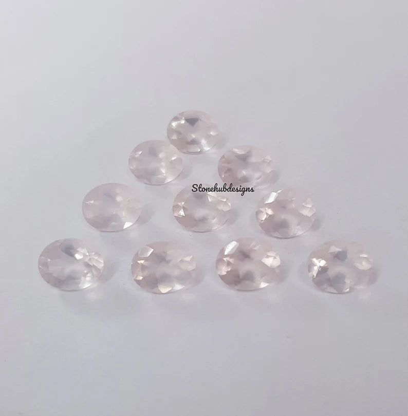 Natural Rose Quartz Faceted Oval Cut Gemstone, AAA Pink Rose Quartz Faceted Oval Cut Gemstone For Jewelry