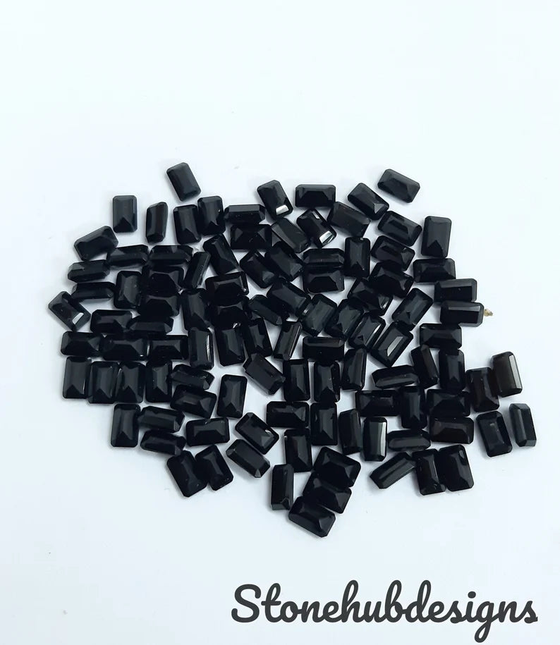 4X6MM, 5X7MM, 6X8MM, 7X9MM Natural Black Onyx faceted Octagon Cut Gemstone, AAA Quality BLACK ONYX faceted octagon cut For jewelry