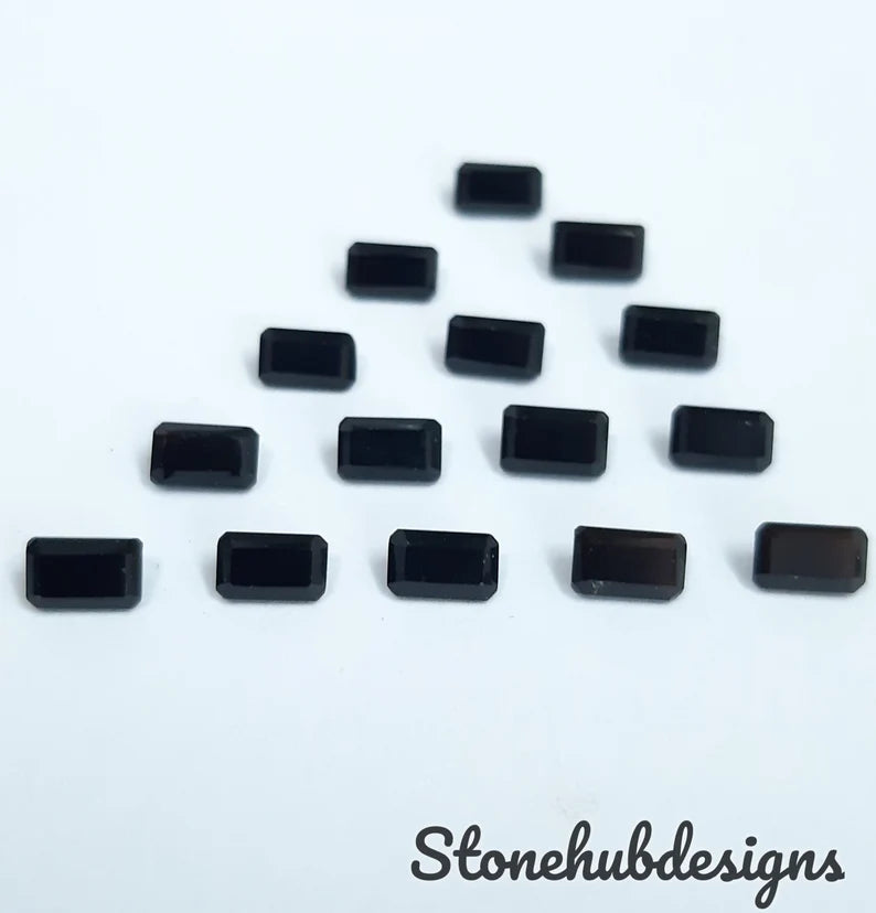 Gemstone: Black Onyx  Shape: Octagon Faceted  Treatment: Natural  Size: 8x10mm, 9x11mm, 10x12mm, 10x14mm  Quality Grade: AAA  WE PROVIDE BEST QUALITY STONES !