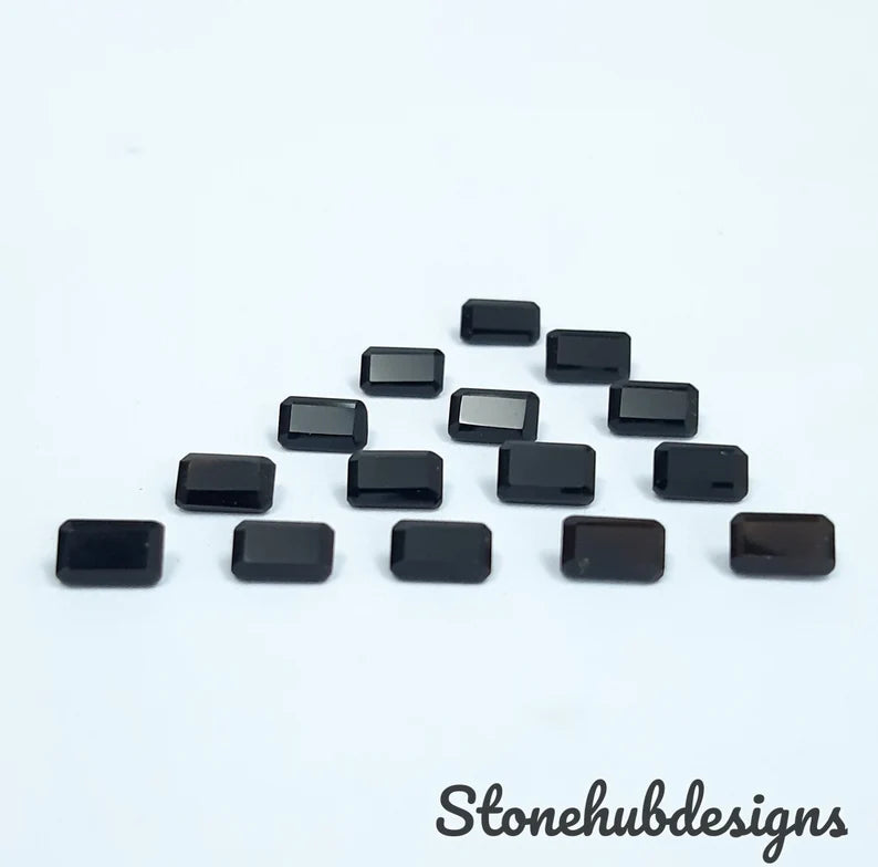 Gemstone: Black Onyx  Shape: Octagon Faceted  Treatment: Natural  Size: 8x10mm, 9x11mm, 10x12mm, 10x14mm  Quality Grade: AAA  WE PROVIDE BEST QUALITY STONES !