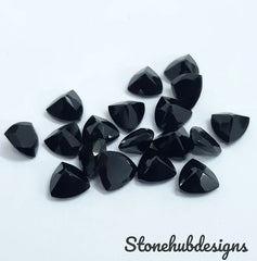 5MM, 6MM, 7MM, 8MM, 9MM, 10MM Natural Black Onyx Faceted Trillion gemstone, AAA Quality Black Onyx Trillion Faceted Loose Stone For Jewelry