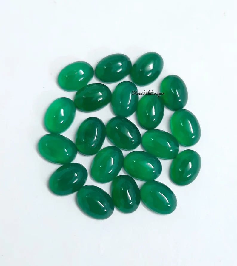 3X5MM, 4X6MM, 5X7MM, 6X8MM Natural Green Onyx Oval Cabochon Gemstone , AAA Quality GREEN ONYX Smooth Oval Cabochon For jewelry