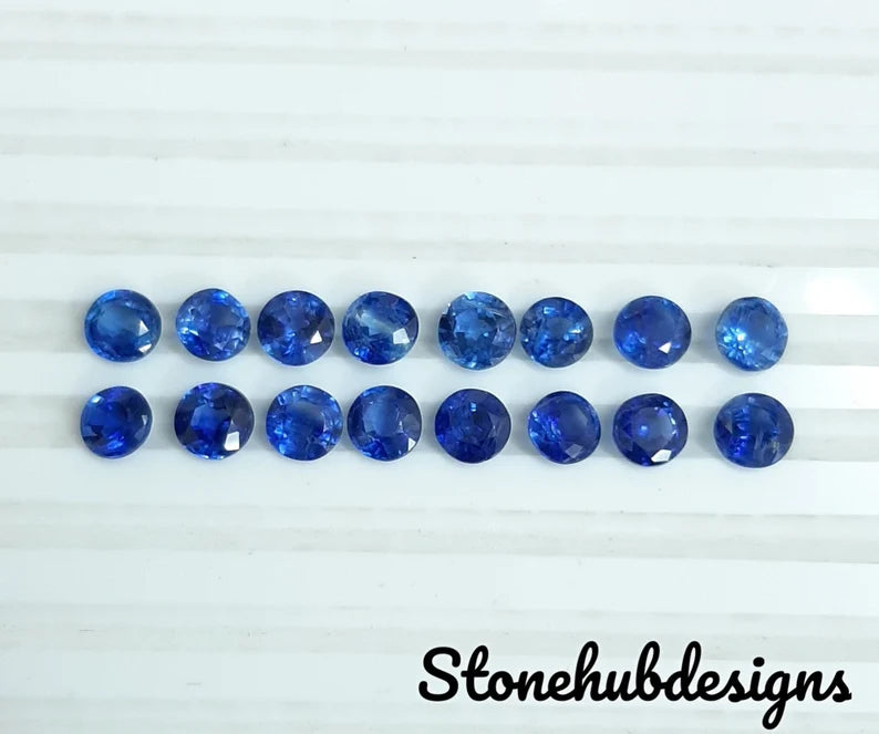 3MM, 4MM, 5MM, 6MM Natural Kyanite Faceted Round Cut Gemstone, AAA Quality Kyanite Round Cut Loose Stone For Jewelry