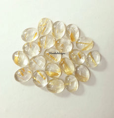 5X7MM, 6X8MM, 7X9MM, 8X10MM Natural Golden Rutilated Quartz Oval Cabochon Gemstone , AAA Golden Rutile Smooth Oval Cabs For Jewelry