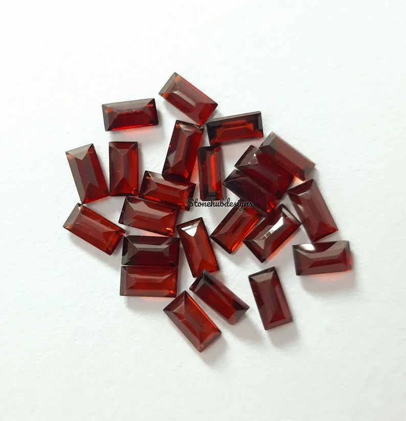 2x4MM, 2.5x5MM, 3x6MM Natural Garnet Faceted Baguette Cut Gemstone, AAA Quality Red Mozambique Garnet Faceted Baguette Cut For Jewelry