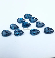 5x7MM, 6x8MM, 7x9MM Natural London Topaz Faceted Pear Cut Gemstone, AAA London Topaz Faceted Pear Loose Calibrated Cut Gemstone for Jewelry