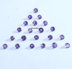 1MM, 1.50MM, 2MM African Amethyst Faceted Round Cut Stone, AAA Natural Amethyst Semi Precious Faceted Loose Round Cut Stone for Jewelry