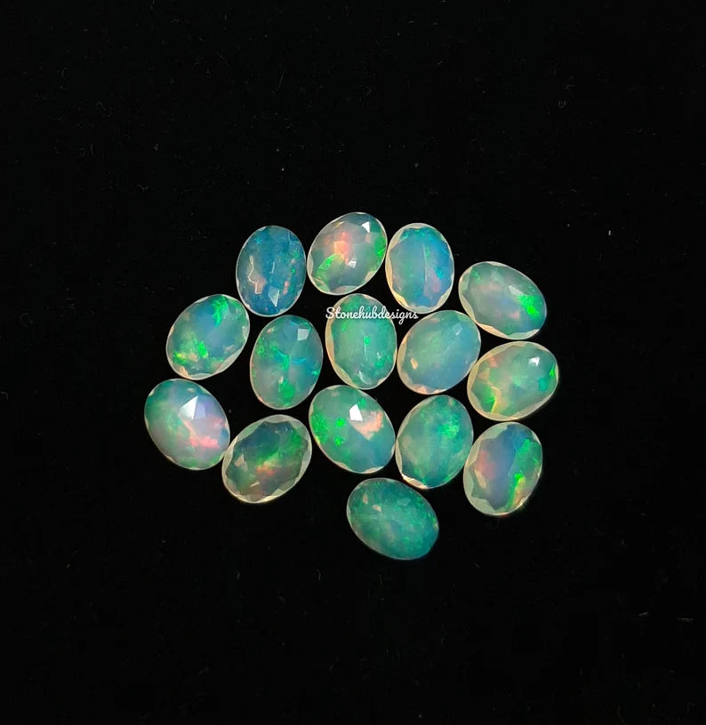 8x10MM, 9x11MM, 10x12MM, 10x14MM Natural Ethiopian Opal Cabochon Oval Gemstone , AAA Multi Fire Opal Loose stone For Jewelry Making