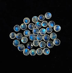 5MM, 6MM Natural Moonstone Faceted Round Cut Gemstone, Moonstone Faceted Round With Blue Flash Gemstone For Jewelry