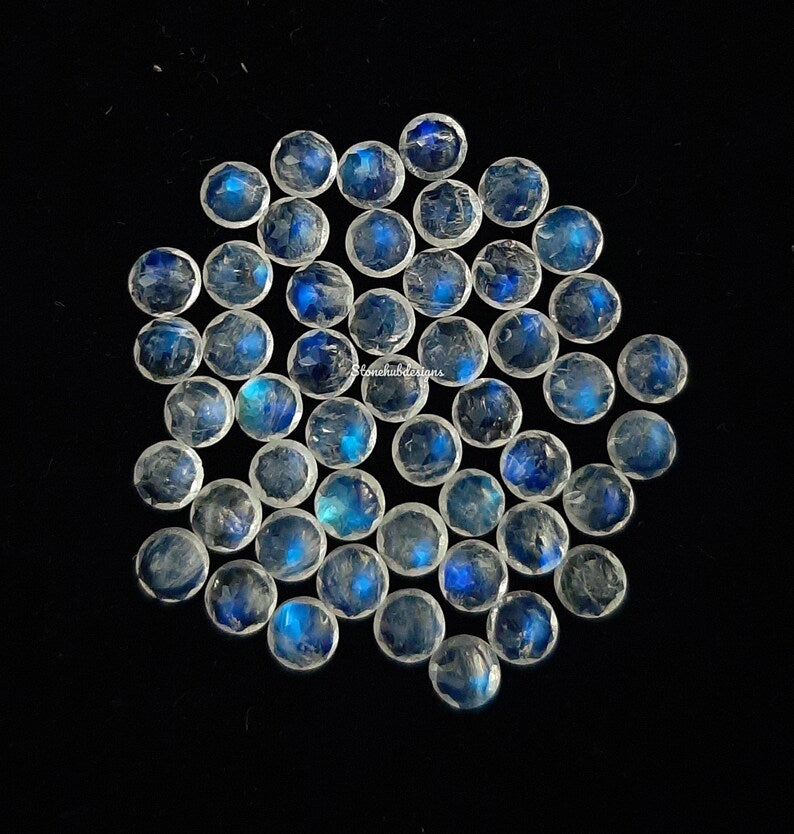 3MM, 4MM Natural Moonstone Faceted Round Loose Gemstone, RAINBOW Moonstone Round faceted Calibrated Size Gems for jewelry