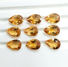 6x8MM, 7x9MM, 8x10MM, 9x11MM Natural Citrine Faceted Pear Cut Gemstone, AAA Yellow Citrine Faceted Pear Loose Calibrated stone For Jewelry