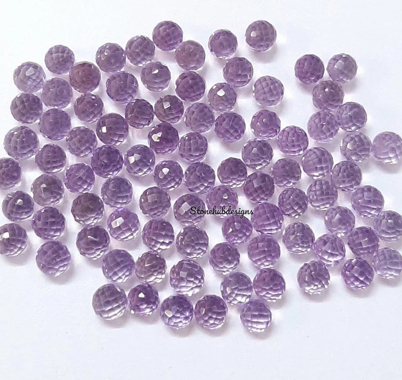 4MM Natural Amethyst Faceted Round Balls Gemstone, AAA Amethyst Briolette loose Calibrated Perfect Balls For dangling earrings For Jewelry