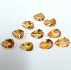 6x8MM, 7x9MM, 8x10MM, 9x11MM Natural Citrine Faceted Pear Cut Gemstone, AAA Yellow Citrine Faceted Pear Loose Calibrated stone For Jewelry