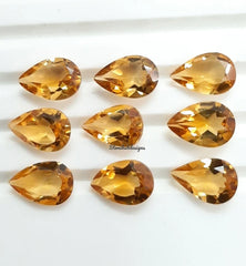 6x8MM, 7x9MM, 8x10MM, 9x11MM Natural Citrine Faceted Pear Cut Gemstone, AAA Yellow Citrine Faceted Pear Loose Calibrated stone For Jewelry