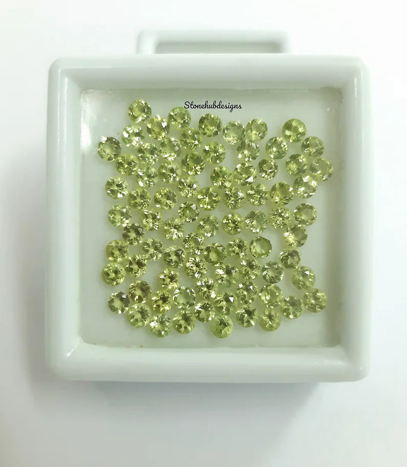 2MM, 2.25MM, 2.50MM, 2.75NN Natural Peridot Faceted Round cut Gemstone, AAA Green Peridot Round faceted Calibrated loose Stone for jewelry