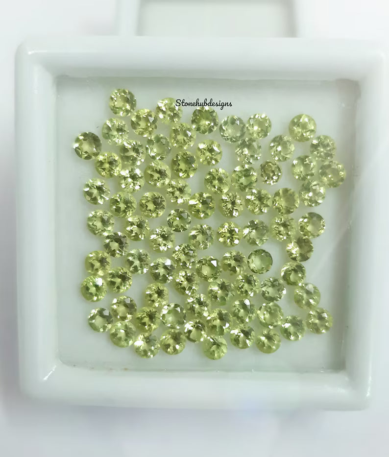 2MM, 2.25MM, 2.50MM, 2.75NN Natural Peridot Faceted Round cut Gemstone, AAA Green Peridot Round faceted Calibrated loose Stone for jewelry