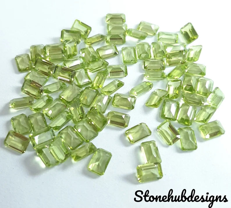 3x4MM, 3x5MM, 4x6MM, 5x7MM Natural Peridot Faceted Octagon Cut Gemstone, AAA Green Peridot Octagon Calibrated loose Gemstone For Jewelry
