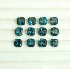 4MM, 5MM, 6MM Natural London Blue Topaz Faceted Cushion cut Gemstone, AAA London Topaz faceted Cushion Calibrated Size for Jewelry