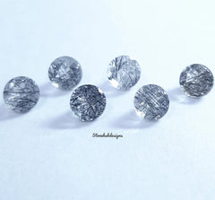 5MM, 6MM Natural Black Rutilated Quartz Round Faceted Top Quality, AAA Black Rutile Quartz faceted Round Cut For Jewelry