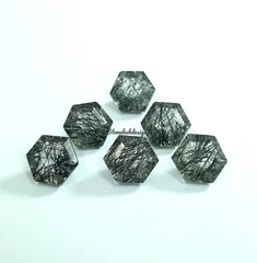 9MM, 10MM Natural Black Rutile Quartz Faceted Hexagon Shape Step Cut, AAA Quality Rutile Quartz Loose Gemstone For Jewelry Making