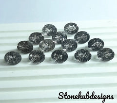 8x10MM, 9x11MM, 10x12MM Natural Black Rutile Faceted Oval Gemstone, AAA Quality Black Rutile Quartz Oval Cut superb stone for jewelry