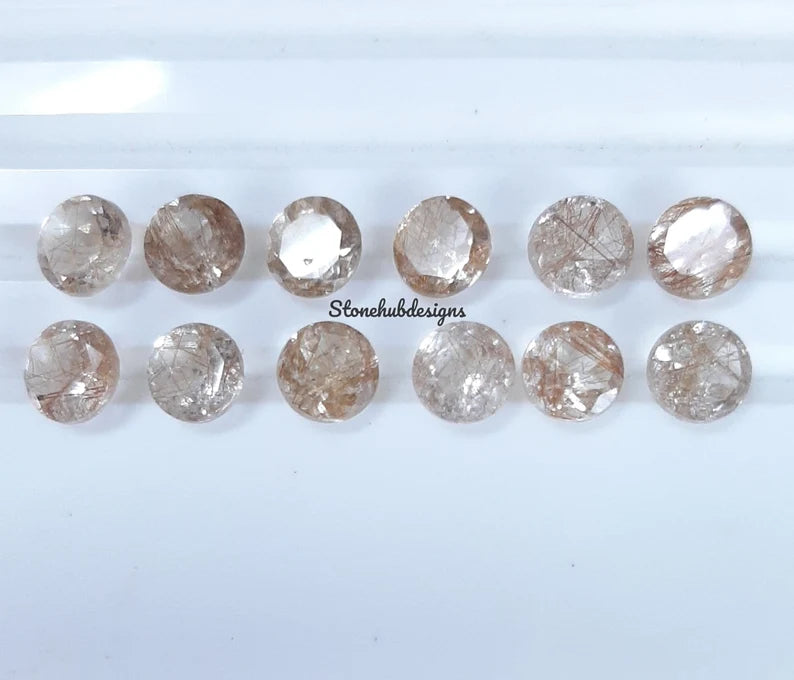 4MM, 5MM, 6MM Copper Rutile Quartz Round Faceted Top Quality- Natural Rutile Quartz faceted round For Jewelry Making