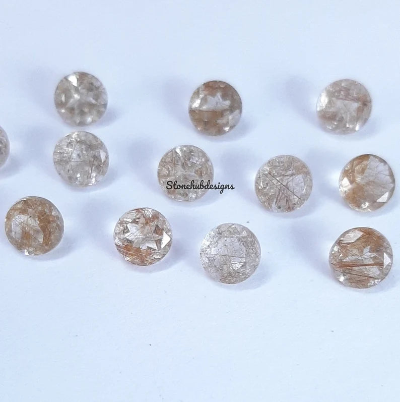 7MM, 8MM, 9MM, 10MM Natural Copper Rutile Quartz Faceted Round Top Quality- AAA Rutile Quartz faceted round For Jewelry Making