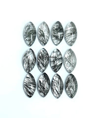 3x6MM, 4X8MM, 5x10MM, 6x12MM, 7x14MM Natural Black Rutile Marquise Cabochon Gemstone, AAA Black Rutile Quartz Marquise Cabs superb stone