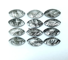 3x6MM, 4X8MM, 5x10MM, 6x12MM, 7x14MM Natural Black Rutile Marquise Cabochon Gemstone, AAA Black Rutile Quartz Marquise Cabs superb stone
